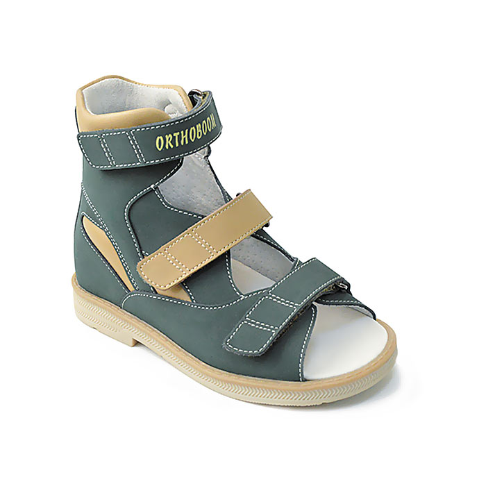 Сандали ортопедические Ортобум для мальчиков 71057-07 темно-зеленые/охра
